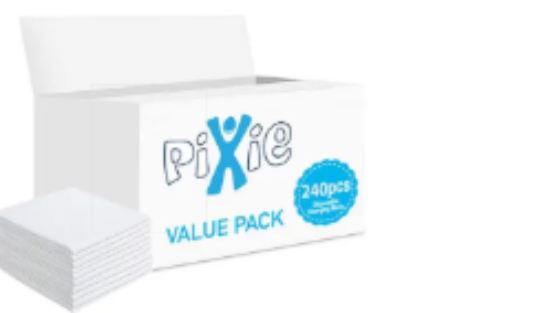 صورة Pixie Disposable Changing Mats 240-Pack, Antibacterial, Leakproof, Convenient for Travel and Home Use for Babies 0 Months+
