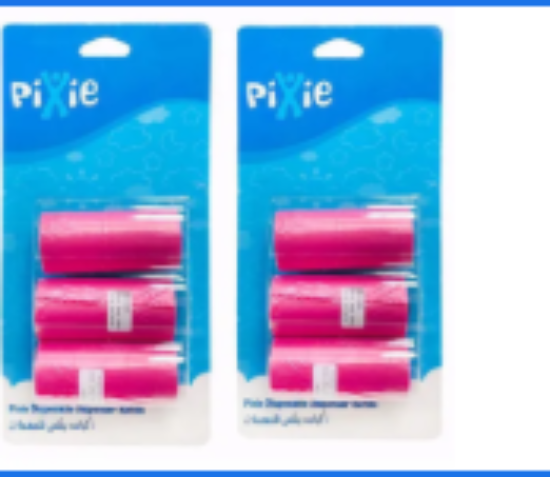 صورة Pixie Disposable Dispenser Refill Pink 3 Rolls - Buy 1 Get 1 Free, Portable Diaper Trash Bag System for Babies 0-3 Years