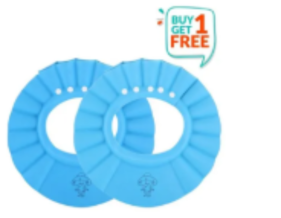 صورة Pixie Adjustable Baby Shower Cap Twin Pack with Button Closure, Soft & Safe, Blue, 2 Years