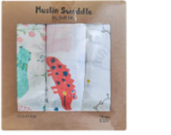 صورة Pixie Muslin Crocodile and Bear Print Swaddle Blankets for Newborn Soft, Comfortable, Printed, 0 Months+, 120 x 110 cm - Pack of 3