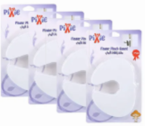 صورة Pixie Finger Pinch Guard 4-Pack, White, Safety Door Stopper, Prevents Slamming & Injuries, Easy Install, 0M+