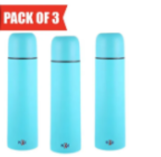 صورة Pixie Thermo Flask Trio - 750mL, Insulated 12hr Temperature Retention, Compact for Kids Bag, Blue, 3 Years+ (Pack of 3)