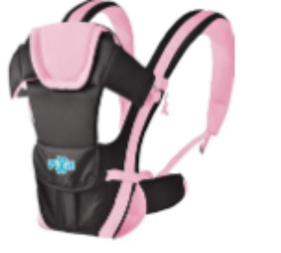 صورة Pixie Comfortable Pink & Black Baby Carrier for 3+ Months - Ergonomic Design with Head & Back Support, Breathable Mesh