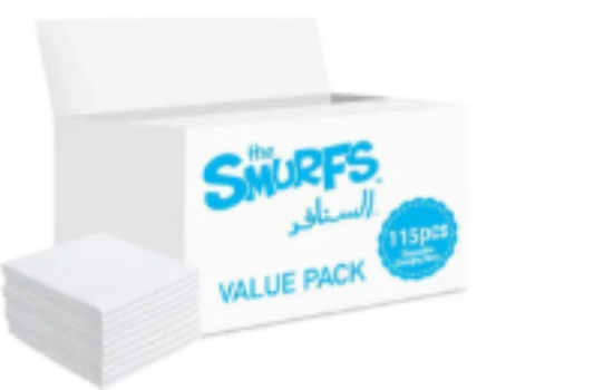 صورة Smurfs Disposable Changing Mats 115 Pieces - Antibacterial, Waterproof, Non-Leak for Babies 0M+, 27x24x20cm Pack