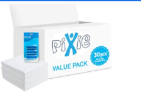 صورة Pixie Changing Mat & Blue Dispenser Refill Pack, Antibacterial Nappy Bags, Hydrophilic Non-Woven, 0M+ - Bundle of 2