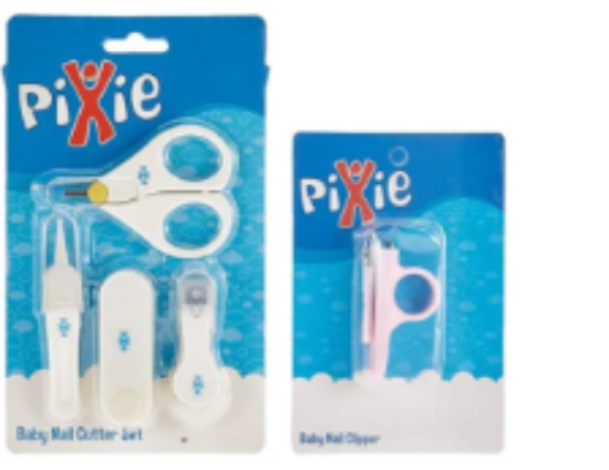 صورة Pixie Baby Nail Cutter Set + Nail Clipper - Safe & Comfortable for Infants, Rounded Tips, Stainless Steel, Pink, 12M+