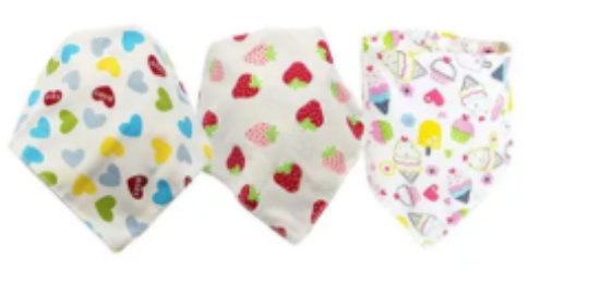 صورة Pixie Cotton Printed Bandana Bibs Pack of 3 - Multicolour