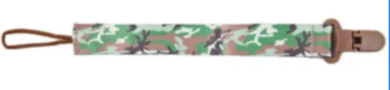 صورة Pixie Pacifier Holder with Secure Fastening Clip, Camouflage Print, 0+ Months, 4-Pack - Multi Color