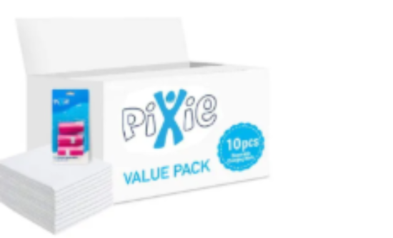 صورة Pixie Combo Pack - Disposable Changing Mats & Pink Dispenser Nappy Bags, Refill Rolls, Antibacterial, 0M+