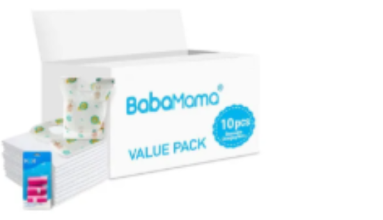 صورة Babamama Changing Mat, Bib & Pink Dispenser Nappy Bags Combo, Antibacterial Absorbent Material, 3-Pack