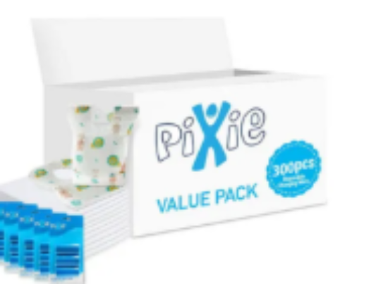 صورة Pixie Baby Essentials Combo - Changing Mat, Antibacterial Bibs & Dispenser for Nappy Bags, Travel-Friendly Pack of 3