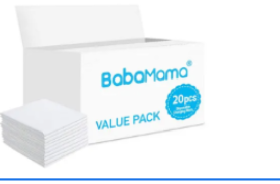 صورة Babamama Disposable Changing Mats 20-Pack, Antibacterial & Waterproof, 0M+ - Ideal for Travel & Home Use