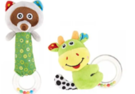 صورة Pixie Baby Rattles Combo, Racoon & Cattle, Sensory Development, Multicolour, 0+ Months