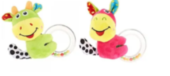 صورة Pixie Baby Rattle Combo: Cattle & Donkey Rattle Toy, Multicolour, 0-12 Months - Sensory Development & Hand Coordination