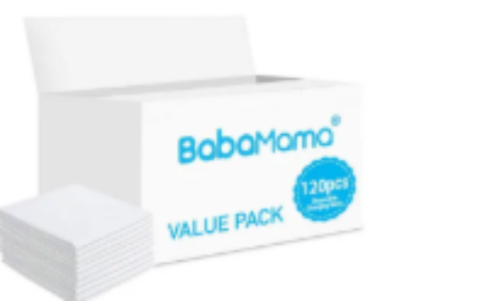 صورة Babamama White Disposable Changing Mats 120-Pack, Antibacterial & Waterproof, Ideal for Travel & Home