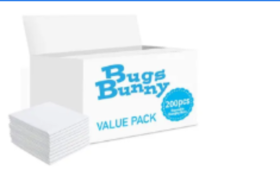 صورة Bugs Bunny Antibacterial Disposable Changing Mats 200ct, Waterproof, Non-Leak, 0M+