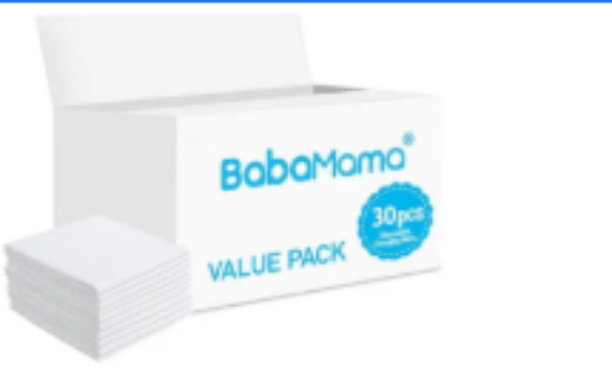 صورة Babamama Antibacterial Disposable Changing Mats 30-Pack, Waterproof, Highly Absorbent for Babies 0M+
