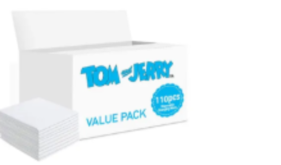 صورة Tom and Jerry Antibacterial Disposable Changing Mats 110ct, Waterproof, Non-Leak for Babies 0M+, 27x24cm