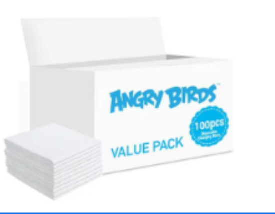 صورة Angry Birds Disposable Changing Mats for Babies, Antibacterial & Leakproof, 0M+, 100 Pieces