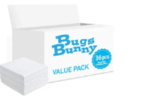 صورة Bugs Bunny Disposable Changing Mats 36ct - Antibacterial, Waterproof, Non-Leak for Babies 0M+, 27x24x20cm Pack