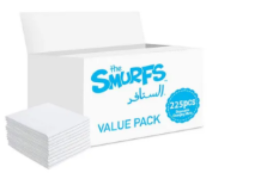 صورة Smurfs Disposable Changing Mats 225 Pieces - Antibacterial, Waterproof, Non-Leak for Babies 0Months+, 27x24x20cm