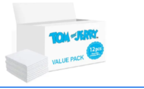 صورة Tom & Jerry Disposable Changing Mats 12-Pack, Antibacterial & Waterproof, 0M , 27x24x20 cm, Non-Leak Secure Fit