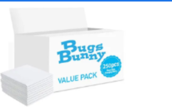 صورة Bugs Bunny Disposable Changing Mats 250ct Antibacterial, Leak Proof, Highly Absorbent for Babies 0  Months L27xB24xH20cm