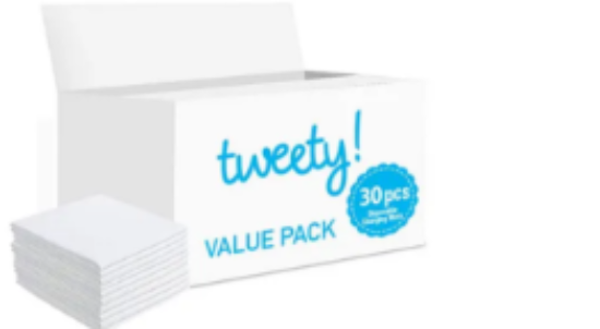 صورة Tweety Disposable Changing Mats 30-Pack, Absorbent, Hygienic, Postpartum & Baby Use, 35x28x24 cm