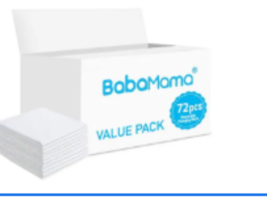 صورة Babamama Disposable Changing Mats 72-Pack, Waterproof & Antibacterial for Babies, 0M+