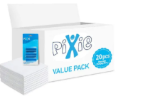 صورة Pixie Changing Mat & Blue Dispenser with Nappy Bags - Antibacterial, Disposable, Absorbent Combo Pack, 0M+