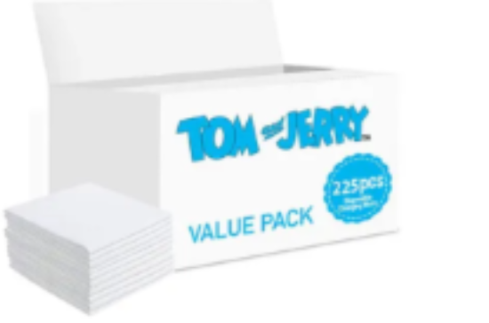 صورة Tom & Jerry Antibacterial Disposable Changing Mats 225-Pack, Waterproof & Leak-Proof, 0M
