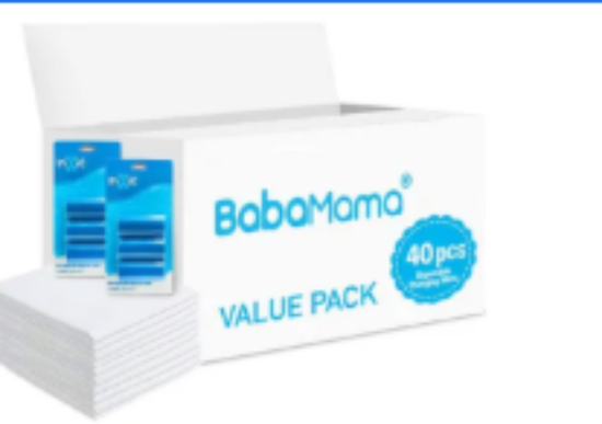 صورة Babamama Changing Mat & Blue Dispenser Refill Nappy Bags Combo, Antibacterial & Absorbent - Twin Pack
