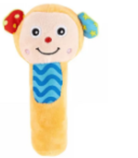 صورة Pixie Monkey Rattle Toy for Babies 0 months+, Beige, Sensory Development, Textures & Sounds