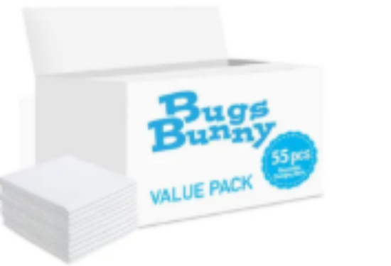 صورة Bugs Bunny Disposable Changing Mats 55 Pieces, 0m+, Antibacterial Waterproof Non-Leak, 27x24x20cm Pack