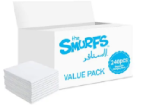 صورة Smurfs Disposable Changing Mats 240 Pieces - Antibacterial, Waterproof, Non-Leak, Highly Absorbent for Babies, 0M+