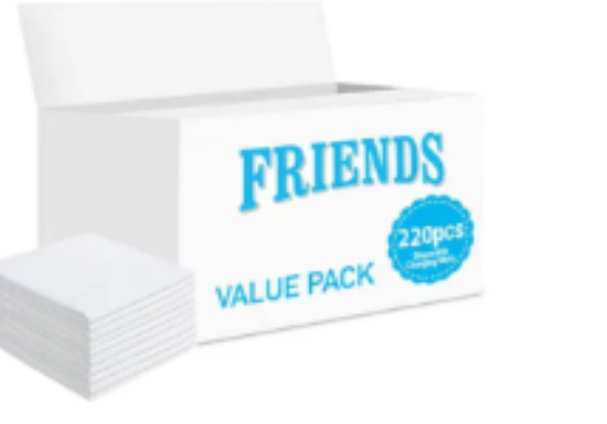 صورة Friends Disposable Changing Mats, White, 220 Pieces, 0-36 Months, 35x27x60cm, Absorbent  Leak-Proof