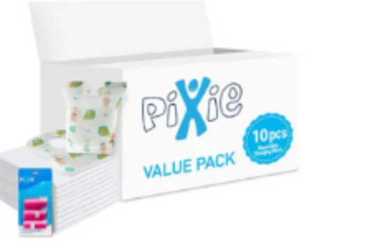 صورة Pixie Changing Mat, Bib & Nappy Bags Combo - Antibacterial, Hydrophilic, Disposable Value Pack of 3 for 0M+