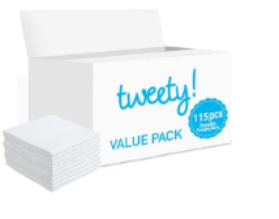 صورة Tweety Disposable Changing Mats, Absorbent & Hygienic, 115 Pack, Newborn Essentials, 3.5x35x27cm