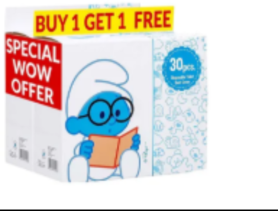 صورة Smurfs Disposable Potty Seat Covers, 30-Pack White plus Bonus Pack, Waterproof 3-Layer Padding, 0-3 Years, Hygienic & Portable