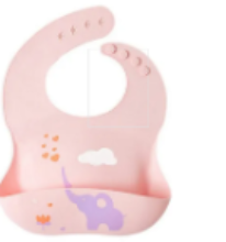 صورة Pixie Elephant Waterproof Silicone Bib - Pink, BPA Free, Adjustable for 6M+ Babies & Toddlers, Easy Clean