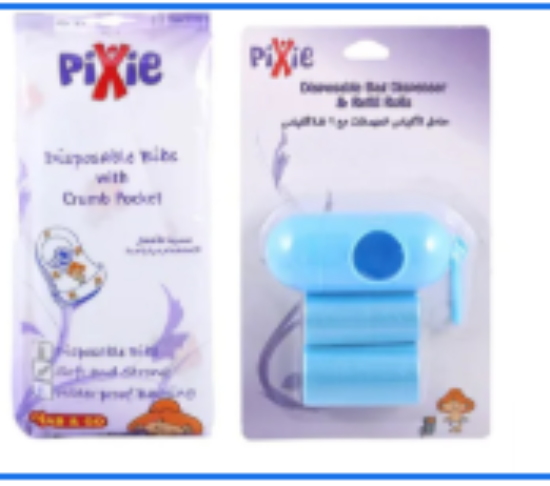 صورة Pixie Baby Disposable Bibs with Bag Dispenser & Refill Rolls, 20-Pack Combo – Blue