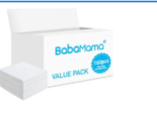 صورة Babamama Antibacterial Disposable Changing Mats 160ct, Waterproof, Absorbent for Babies 0M+, Easy Clean Up