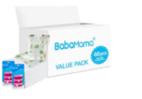 صورة Babamama Newborn Essentials Pack - Antibacterial Changing Mats, Hygienic Disposable Bibs & Nappy Bags Combo (3 Items)