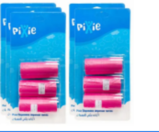 صورة Pixie Disposable Dispenser Refills Pink, 5-Pack with Bonus 2 FREE Rolls, Portable Diaper & Bib Disposal