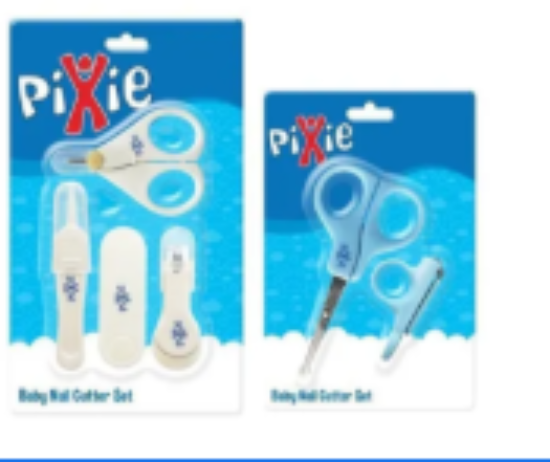 صورة Pixie Baby Nail Care Set - Cutter & Scissors with Safety Rounded Tips, Stainless Steel, 2+ Years, Blue