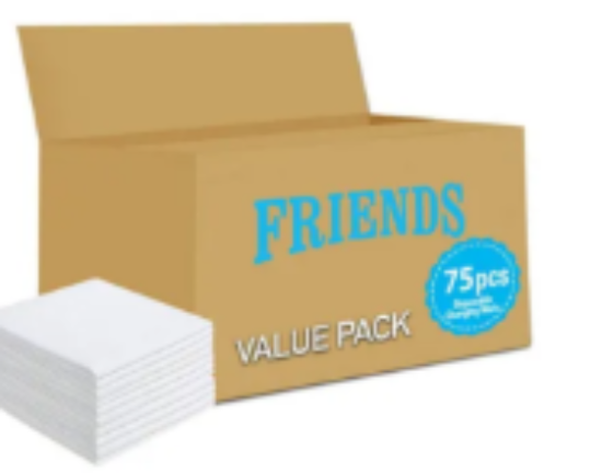 صورة Friends Disposable Changing Mats - Leakproof, Absorbent, Hygienic, 0-36 Months, 75 Pack, 35x27cm