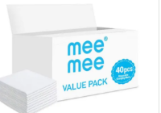 صورة Mee Mee Antibacterial Disposable Baby Changing Mats, Waterproof & Absorbent, 0M+, 40-Pack