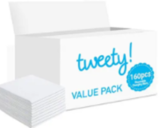 صورة Tweety Disposable Changing Mats 160pcs, Highly Absorbent, Hygienic Baby & Postpartum Use, L35xB35xH27cm