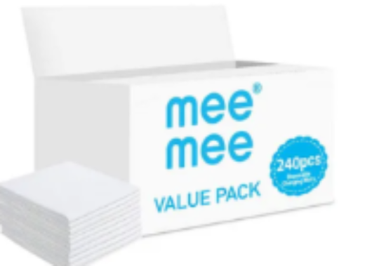 صورة Mee Mee Antibacterial Disposable Changing Mats, Waterproof & Highly Absorbent for Babies, 240 Pack
