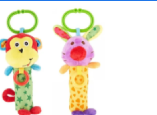 صورة Pixie Monkey & Rabbit Rattle Toy Set - Sensory Developmental Toys for Babies, Colorful Multi-Touch Textured, 0M+